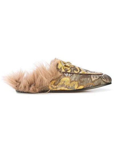 Gucci Princetown Slippers In Gold