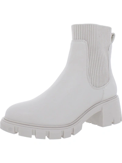 Steve Madden Hayle Womens Stretch Ankle Chelsea Boots In Beige