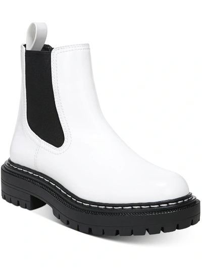 Circus By Sam Edelman Effie Womens Faux Leather Round Toe Chelsea Boots In White