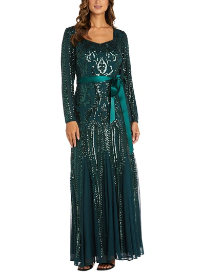 R & M Richards Womens Godet Maxi Evening Dress In Green