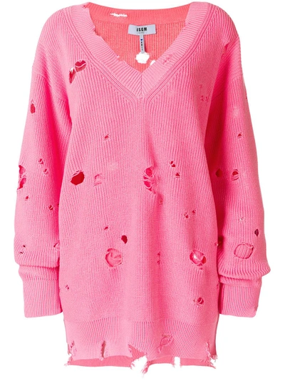 Msgm Oversize Holey Knitted Jumper