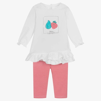 Ido Mini Baby Girls Pink Stripe Cotton Leggings Set