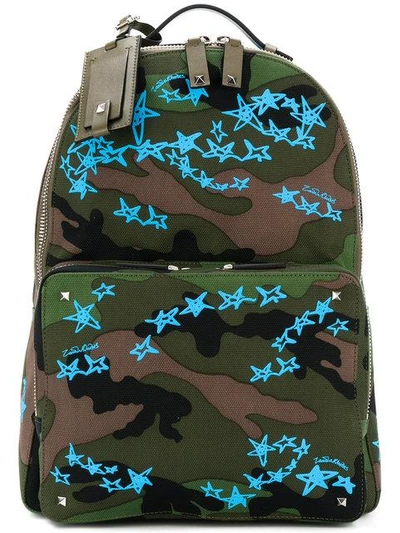Valentino Garavani Camouflage Star Print Backpack