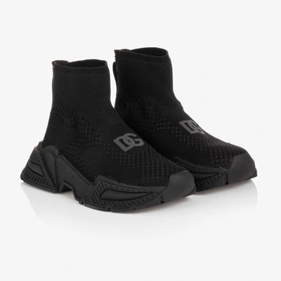 Dolce & Gabbana Black Knitted Sock Sneakers
