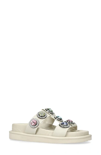 Kurt Geiger Orson Crystal-embellished Faux-leather Sandal In Open White