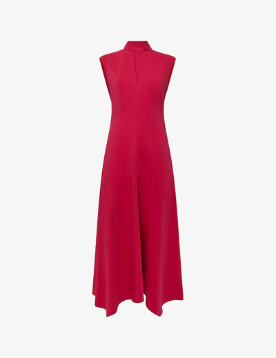 Reiss Womens Bright Pink Livvy A-line Stretch-crepe Midi Dress