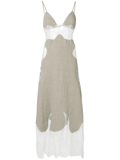 Off-white Panelled Lace Slip Dress In Neutrals