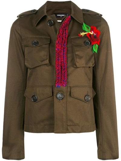 Dsquared2 Flower Patch Jacket In Verde