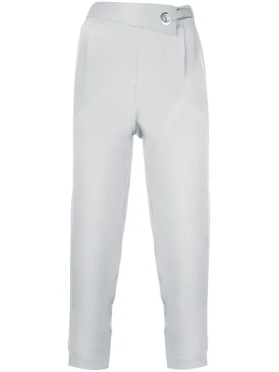 Max & Moi Eyelet Detail Cropped Trousers In Grey