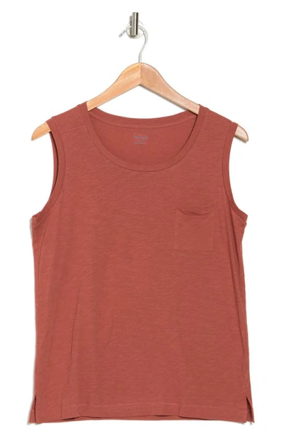 Madewell Whisper Cotton Crewneck Pocket Muscle Tank In Weathered Brick