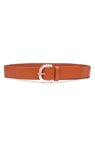 Linea Pelle Smooth Stretch Belt In Tan