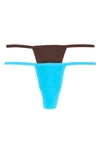 Hanky Panky Assorted Thongs In Pacific Blue/ Mahogany
