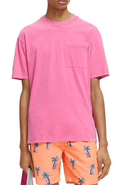 Scotch & Soda Relaxed Fit Artwork T-shirt In Pink