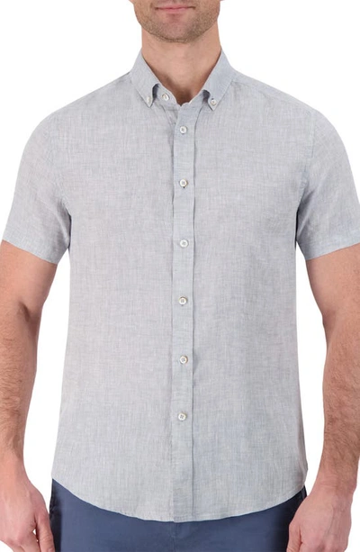 Report Collection Short Sleeve Linen Shirt In Lt Grey