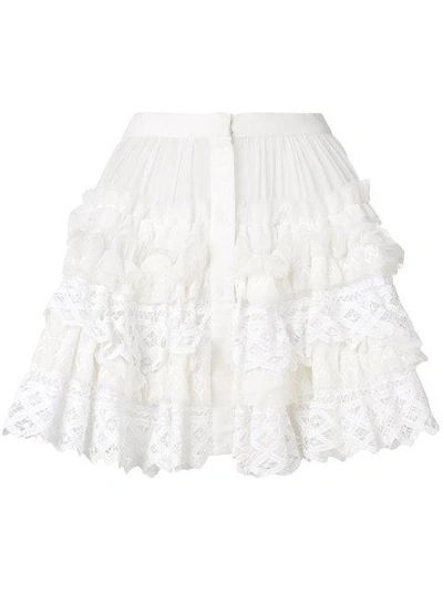Wandering Ruffle Tulle Skirt - White