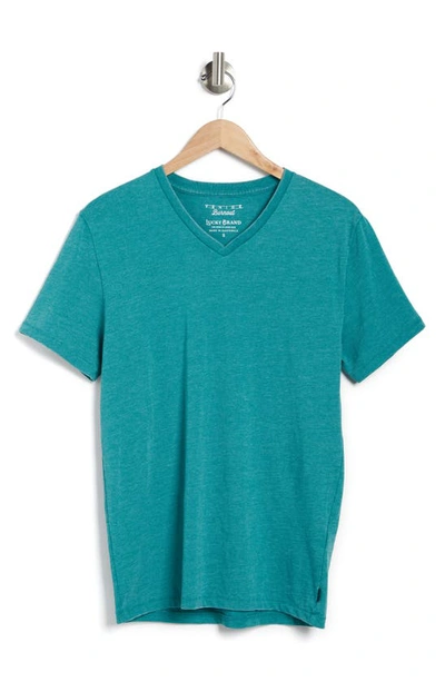 Lucky Brand V-neck Burnout T-shirt In Quetzal Green