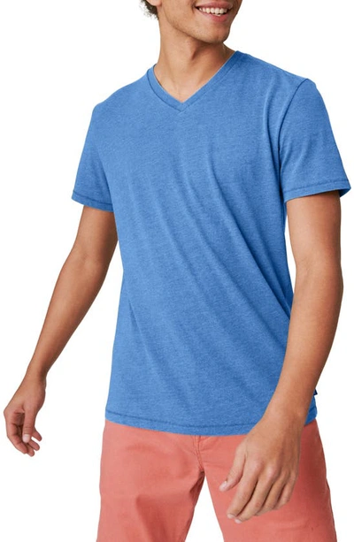 Lucky Brand V-neck Burnout T-shirt In Monaco Blue