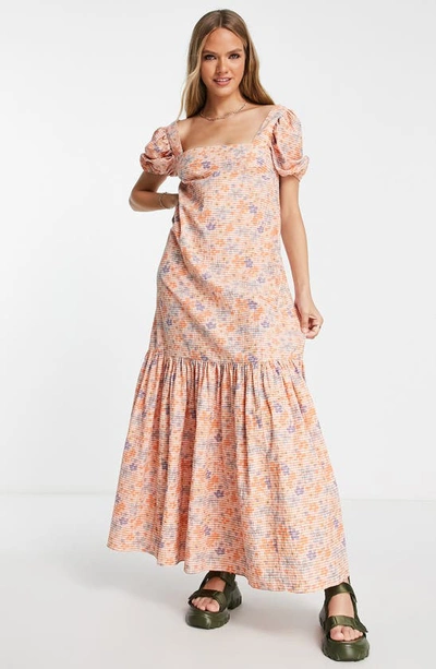Asos Design Floral Print Cross Back Maxi Dress In Multi