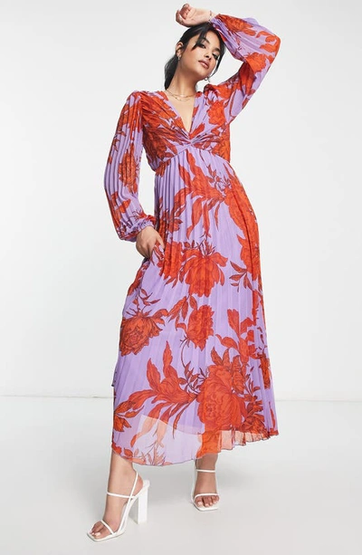 open lace back dress Arlowe Tied Shoulder Tiered Midi Dress Floral Orange main image 0