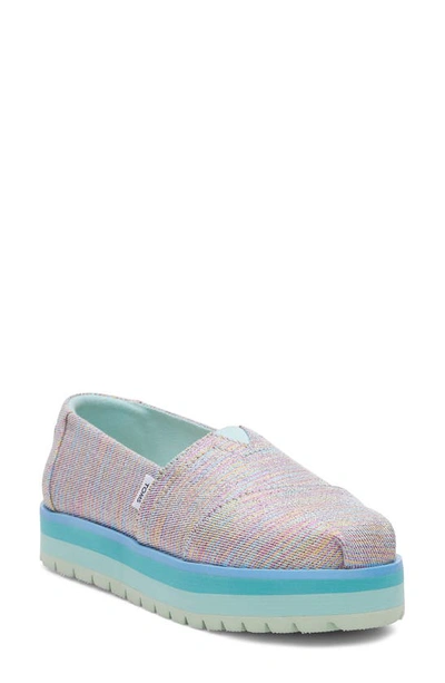 Toms Kids' Classic Alpargata Platform Slip-on In Blue