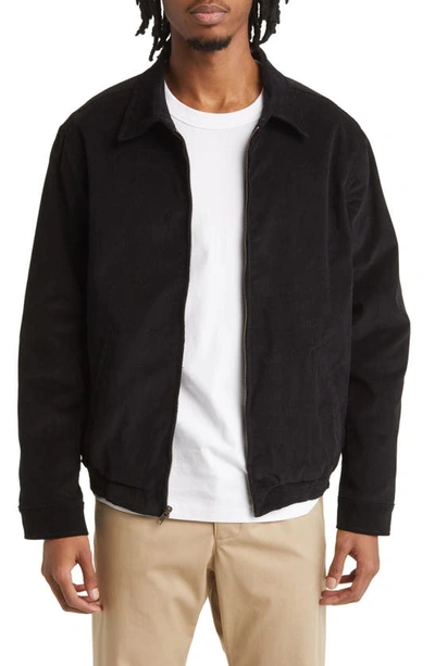 One Of These Days Corduory Cotton Zip-up Jacket In Black
