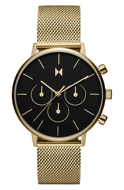 Mvmt Watches Legacy Traveler Chronograph Mesh Strap Watch, 42mm In Black