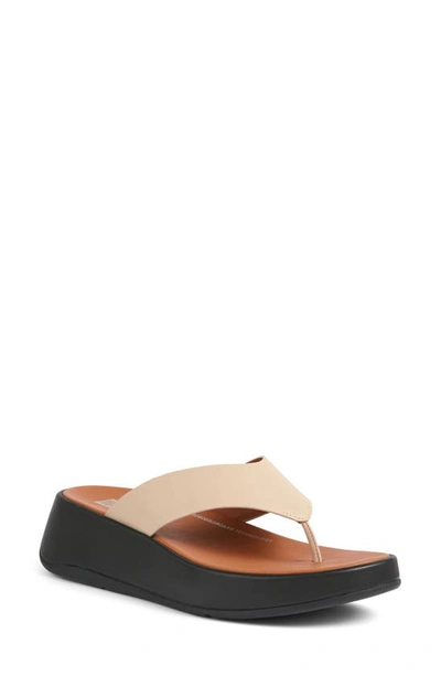 Fitflop F-mode Platform Sandal In Stone Beige/ Black