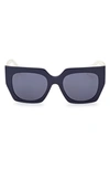 Emilio Pucci 52mm Square Sunglasses In Shiny Blue / Blue