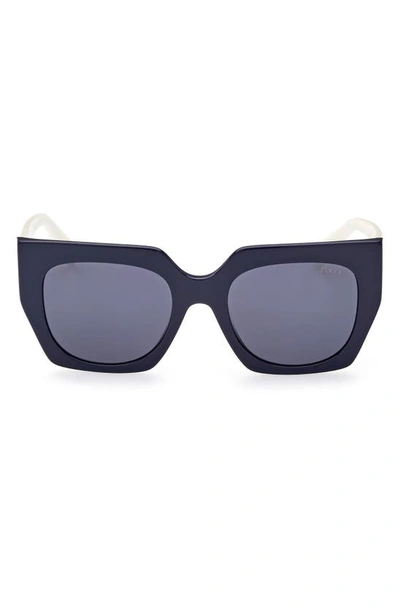 Emilio Pucci 52mm Square Sunglasses In Shiny Blue / Blue