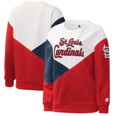 Starter White/red St. Louis Cardinals Shutout Pullover Sweatshirt