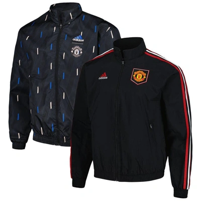 Adidas Originals Adidas Black Manchester United 2022/23 On-field Team Logo Anthem Reversible Full-zip Jacket