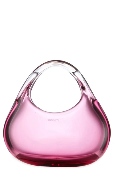 Coperni Micro Swipe Glass Baguette Top Handle Bag In Pink