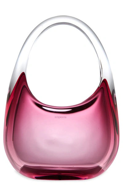 Coperni Mini Swipe Glass Top Handle Bag In Glass Pink