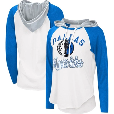 G-iii 4her By Carl Banks White Dallas Mavericks Mvp Raglan Hoodie Long Sleeve T-shirt
