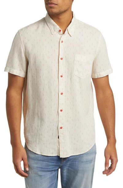 Rails Carson Relaxed Fit Quill Print Short Sleeve Linen Blend Button-up Shirt In Scattered Seed Mustard
