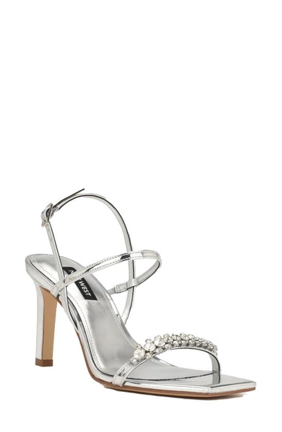 Nine West Oreece Slingback Sandal In Silver Mirror Metallic