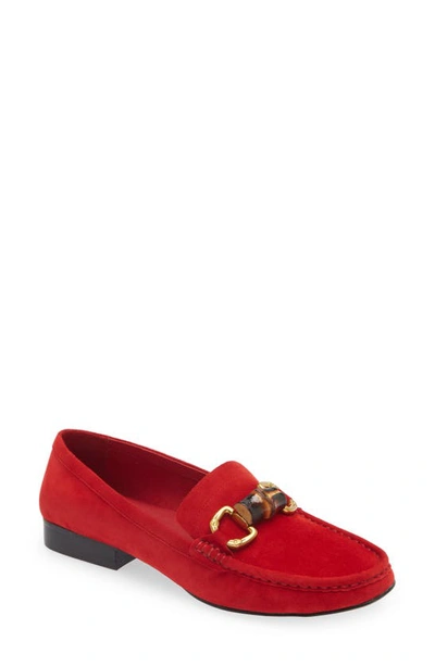 Jeffrey Campbell Apprentice Loafer In Red Suede Gold