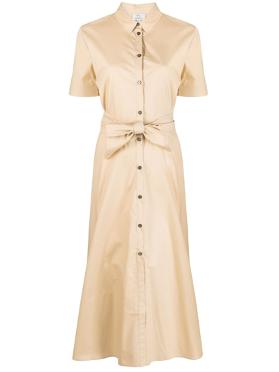 Woolrich Belted Shirt Dress In Feather Beige