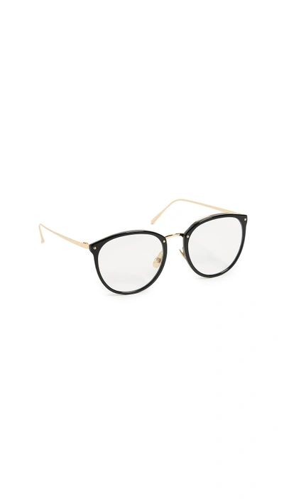 Linda Farrow Luxe Cat Eye Glasses In Black/clear