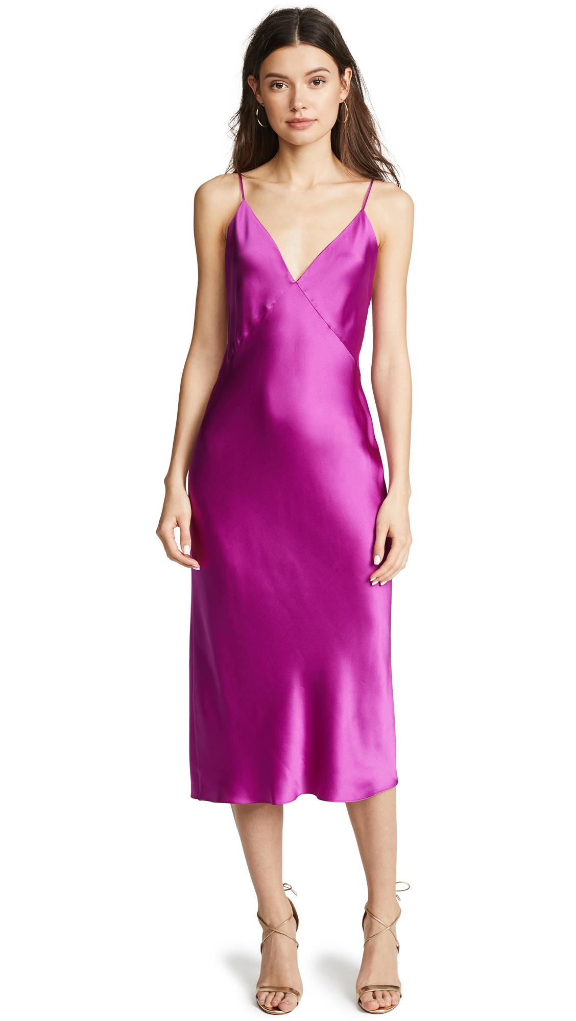 Olivia Von Halle Issa Sleeveless Long Silk Nightgown In Magenta | ModeSens