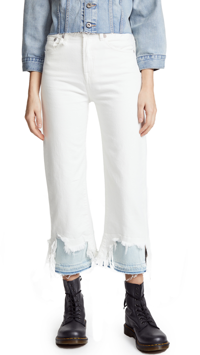 R13 Camille High Waist Cropped Jeans In White