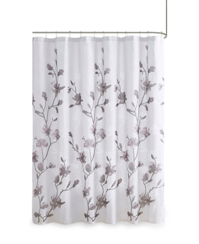 Madison Park Magnolia Floral Printed Burnout Shower Curtain, 72" X 72" In Aqua