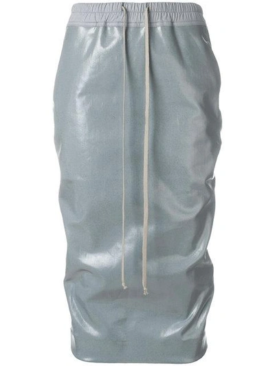 Rick Owens Drkshdw Elasticate Vernished Skirt In Grey