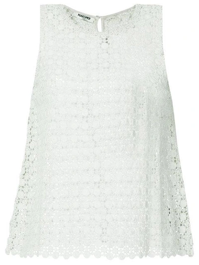 Max & Moi Openwork Lace Waistcoat In Green