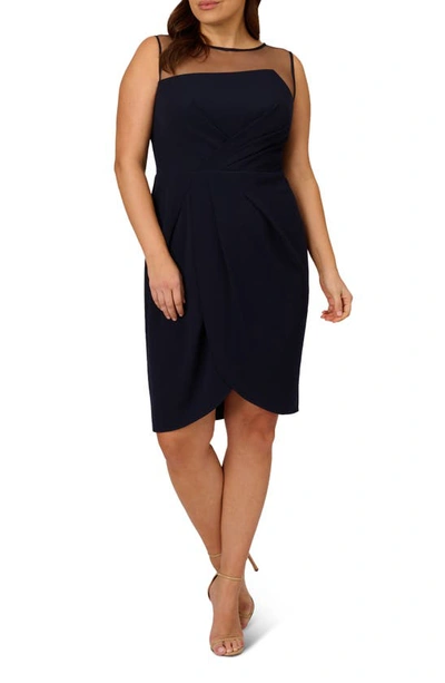 Adrianna Papell Women's Draped Illusion Faux-wrap Dress In Midnight