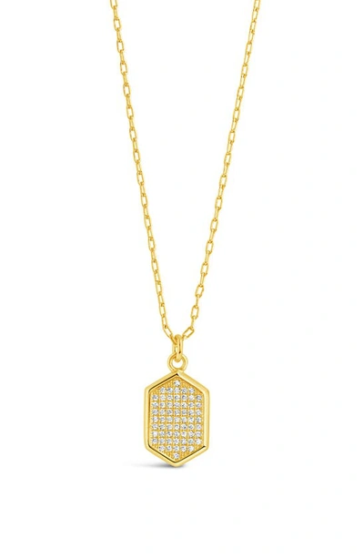 Sterling Forever Verity Cz Pavé Pendant Necklace In Gold