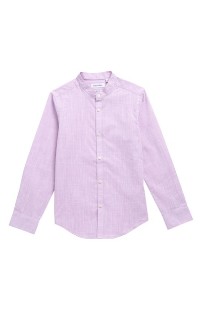 Calvin Klein Kids' Long Sleeve Textured Slub Shirt In Orchid