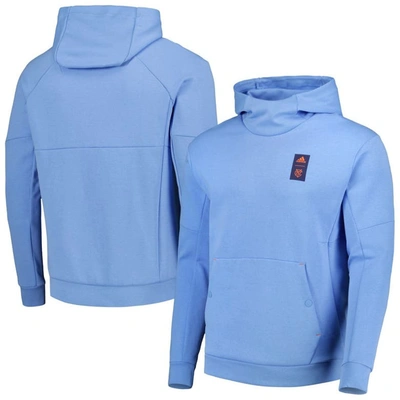 Adidas Originals Adidas Light Blue New York City Fc 2023 Player Travel Pullover Hoodie In Sky Blue