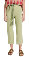 The Great The Voyager Rope Belt Crop Cotton Pants In Green
