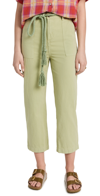 The Great The Voyager Rope Belt Crop Cotton Pants In Washed Sweetgrass